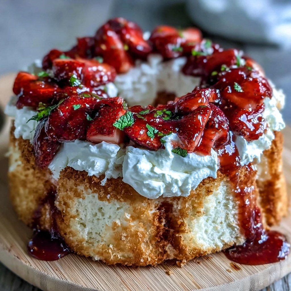 Strawberry Angel Food Cake Dessert With Berries