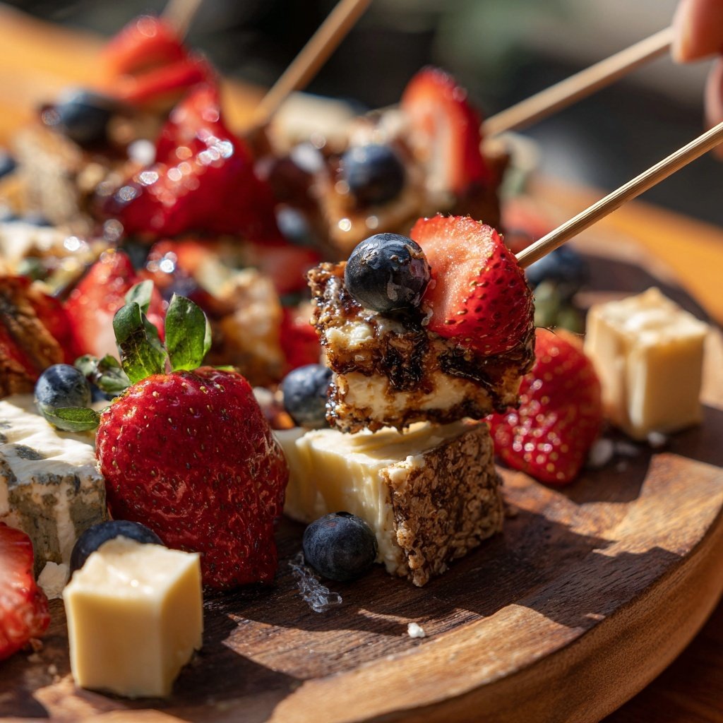 Valentines Charcuterie Board with Fruit Skewers