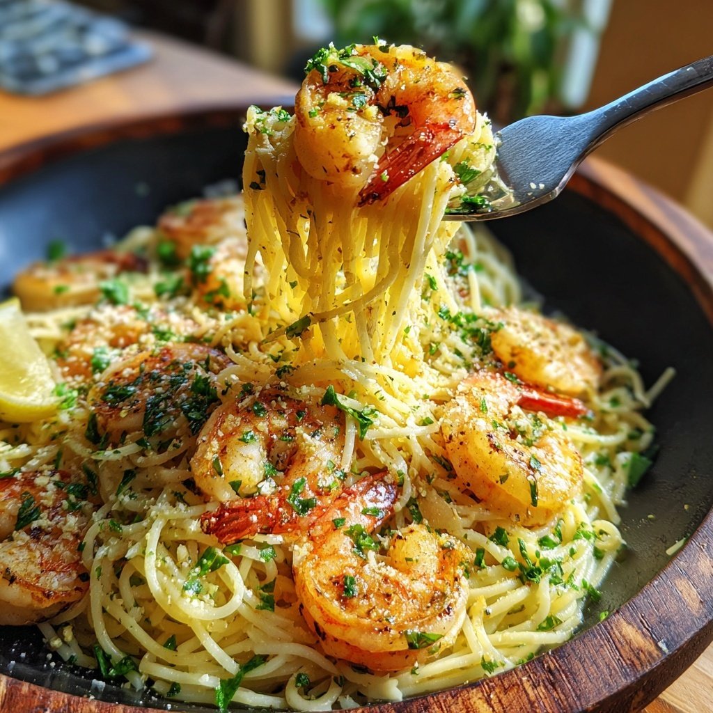 Angel Hair Pasta With Garlic Shrimp