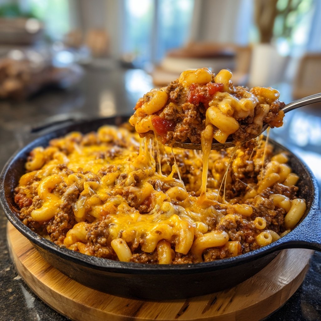Hamburger Meat And Macaroni Skillet