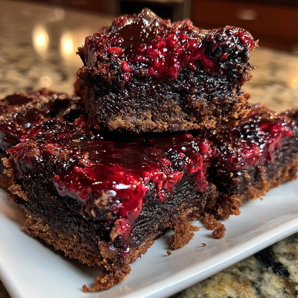 Cottage Cheese Brownies with Blackberry Swirl