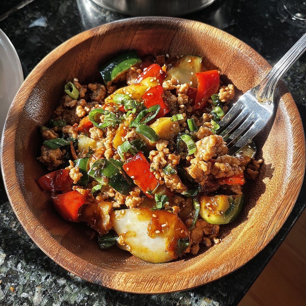 Ground Chicken Stir Fry Bowl