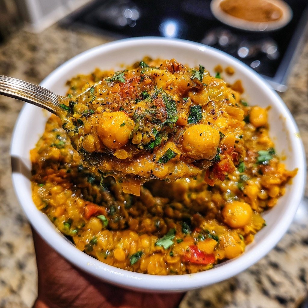 Healthy Crockpot Moroccan Lentil Chickpeas